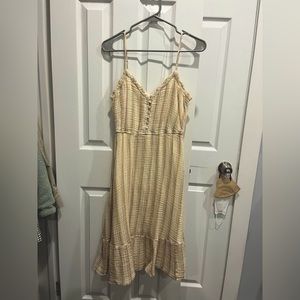 Aerie Front Button Tiered Cami Midi Dress